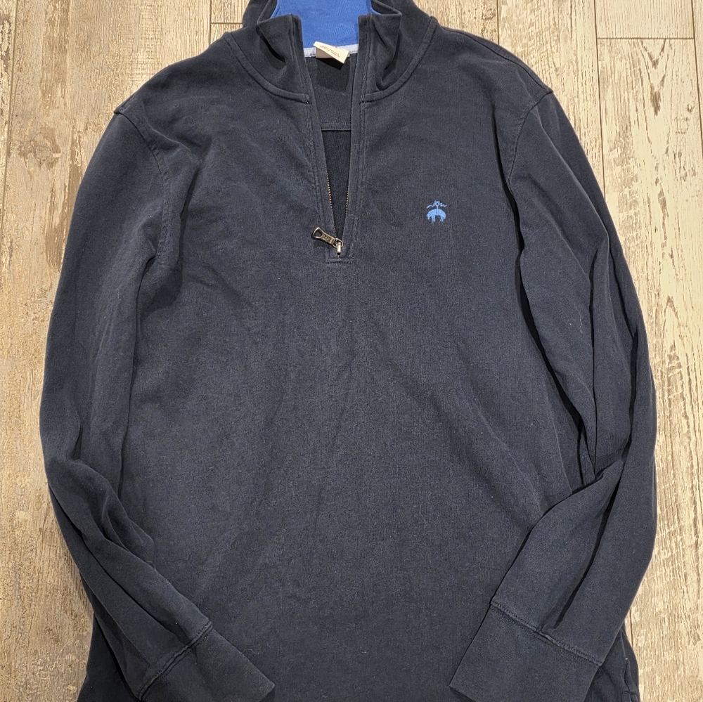 (S) Men's Brooks Brothers Quarter Zip Pullover 100% Cotton Dark Navy Blue Small